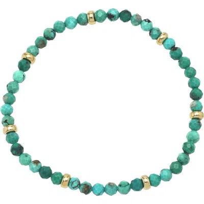 Zoe Lev Turquoise & 14k Gold Stretch Beaded Bracelet In Blue