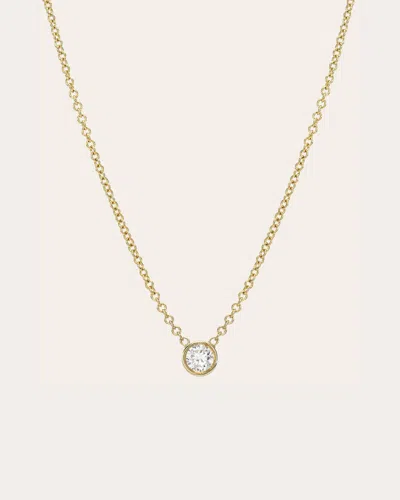 Zoe Lev Women's Large 14k Gold Diamond Bezel Pendant Necklace