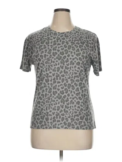 Pre-owned Zoe+liv Short Sleeve Top Gray Animal Print Pattern Crew Neck Tops