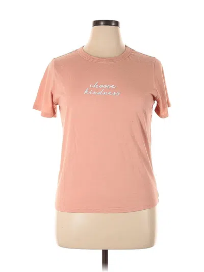 Pre-owned Zoe+liv Short Sleeve Top Pink Crew Neck Tops