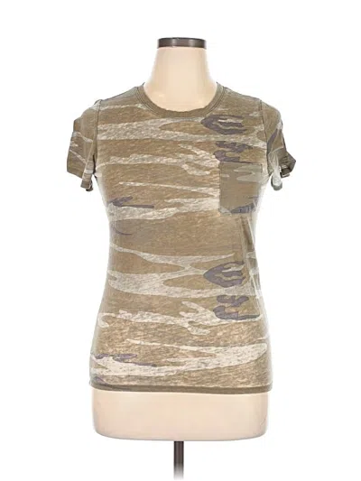 Pre-owned Zoe+liv Short Sleeve Top Tan Scoop Neck Tops In Brown