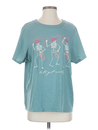 Pre-owned Zoe+liv Short Sleeve T-shirt In Teal