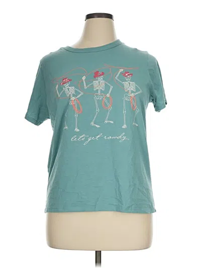 Pre-owned Zoe+liv Short Sleeve T-shirt In Teal