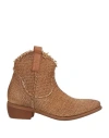 Zoe Woman Ankle Boots Camel Size 7 Leather, Textile Fibers In Beige
