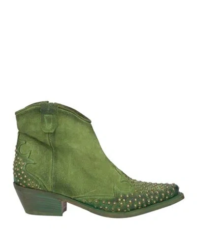 Zoe Woman Ankle Boots Military Green Size 7 Leather