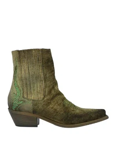 Zoe Woman Ankle Boots Military Green Size 7 Textile Fibers