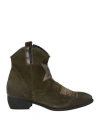 Zoe Woman Ankle Boots Military Green Size 8 Leather