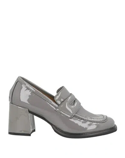 Zoe Woman Loafers Grey Size 8 Leather In Gray