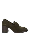 Zoe Woman Loafers Military Green Size 6 Leather