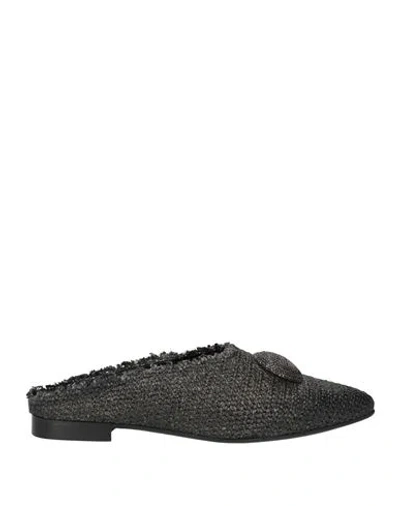 Zoe Woman Mules & Clogs Black Size 8 Leather, Textile Fibers
