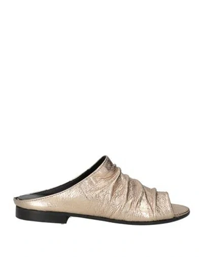 Zoe Woman Sandals Platinum Size 5 Soft Leather In Gold