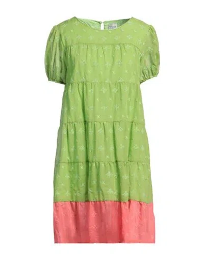 Z.o.e. Zone Of Embroidered Z. O.e. Zone Of Embroidered Woman Mini Dress Lime Green Size Xl Cotton
