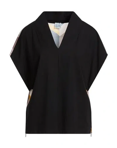 Z.o.e. Zone Of Embroidered Z. O.e. Zone Of Embroidered Woman T-shirt Black Size L Cotton, Elastane, Polyester