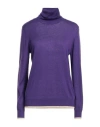 Z.o.e. Zone Of Embroidered Z. O.e. Zone Of Embroidered Woman Turtleneck Purple Size L Polyester, Acrylic, Polyamide, Wool