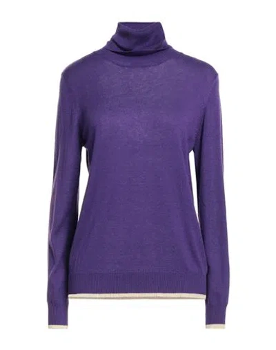 Z.o.e. Zone Of Embroidered Z. O.e. Zone Of Embroidered Woman Turtleneck Purple Size L Polyester, Acrylic, Polyamide, Wool
