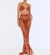 Zoew Mermaid Handmade Skirt In Beige In Burgundy