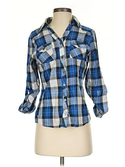 Pre-owned Zoey & Beth 3/4 Sleeve Button Down Shirt In Blue