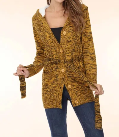 Zoey Button Up Sweater Jacket In Yellow