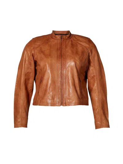 Zoey Women's Brown Alexia Leather Jacket - Cognac