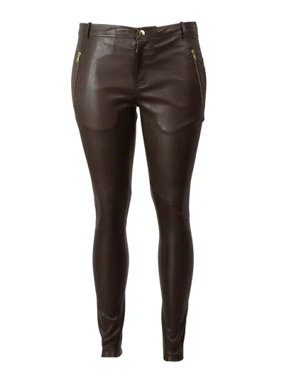 Zoey Women's Brown Lucille Leather Pants - Chocolate