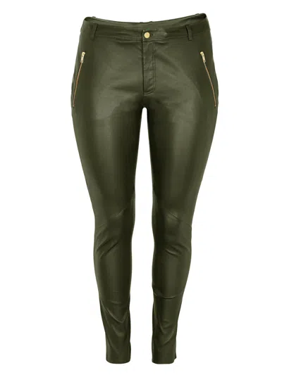 Zoey Women's Green Lucille Leather Pants - Olive