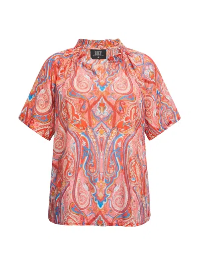 Zoey Women's Veda Blouse - Red Mix In Multi