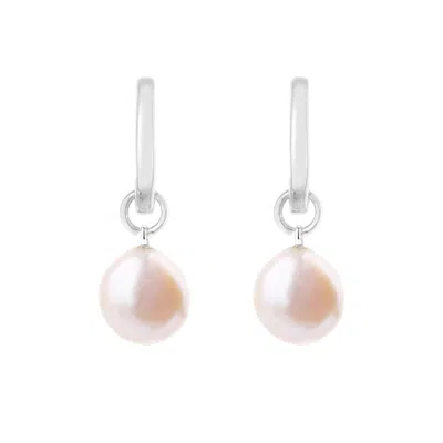 Zohreh V. Jewellery Women's Baroque Pearl Hoop Earrings Sterling Silver