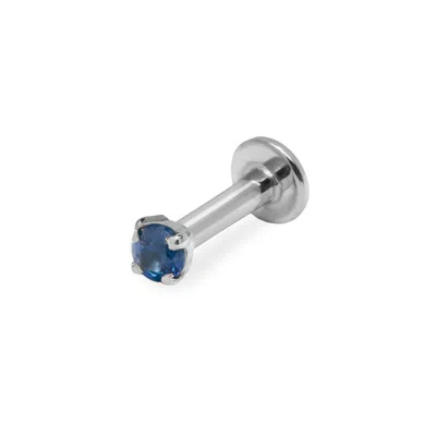 Zohreh V. Jewellery Women's Blue Mini Sapphire Solitaire Flat Back Earring 14k White Gold
