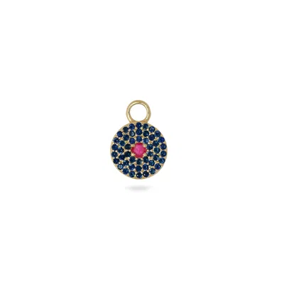 Zohreh V. Jewellery Women's Blue / Pink / Gold Sapphire & Ruby Pavé Disc Earring Charm 9k Gold In Multi