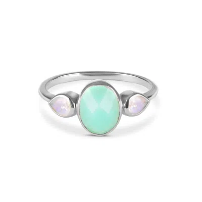 Zohreh V. Jewellery Women's Blue / Silver Chrysoprase & Moonstone Ring Sterling Silver In Multi