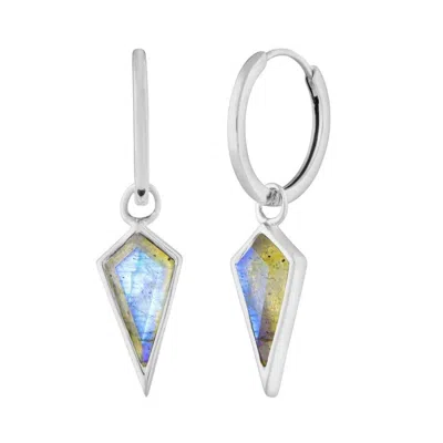 Zohreh V. Jewellery Women's Blue / Silver Labradorite Rhombus Hoop Earrings Sterling Silver In Multi