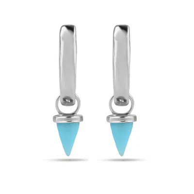 Zohreh V. Jewellery Women's Blue / Silver Mini Turquoise Spike Hoop Earrings Sterling Silver In Multi