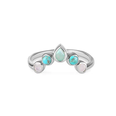 Zohreh V. Jewellery Women's Blue / Silver Semi-precious Stone Hugging Ring Sterling Silver In Multi