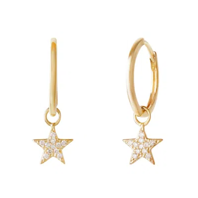 Zohreh V. Jewellery Women's Celestial Diamond Star Hoop Earrings 9k Gold