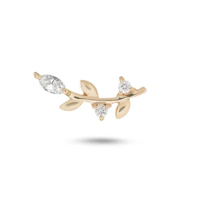 Zohreh V. Jewellery Women's Diamond Leaf Flat Back Earring 9k Gold