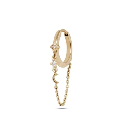 Zohreh V. Jewellery Women's Diamond Moon Chain Huggie Hoop Earring 9k Gold