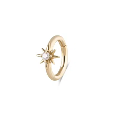 Zohreh V. Jewellery Women's Diamond North Star Seamless Huggie Hoop Earring 9k Gold