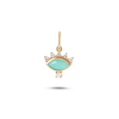 Zohreh V. Jewellery Women's Gold / Blue Amazonite, Diamond & Moonstone Eye Pendant 9k Gold