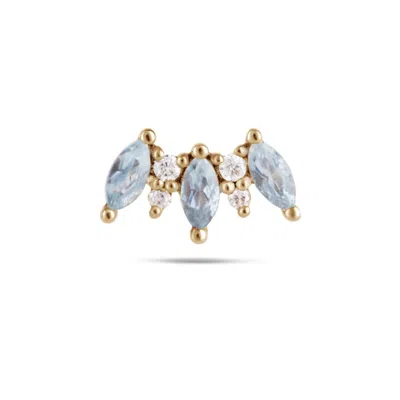 Zohreh V. Jewellery Women's Gold / Blue Aquamarine & Diamond Flat Back Earring 14k Gold