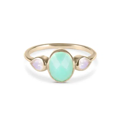 Zohreh V. Jewellery Women's Gold / Blue Chrysoprase & Moonstone Ring 9k Gold In Multi
