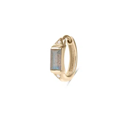 Zohreh V. Jewellery Women's Gold / Blue Labradorite & Diamond Huggie Hoop Earring 9k Gold In Multi