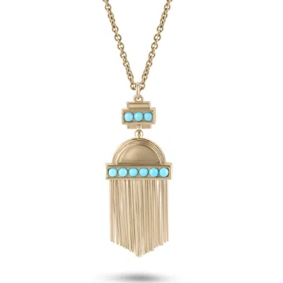Zohreh V. Jewellery Women's Gold / Blue Limited Edition Aztec Turquoise Pendant 9k Gold In Multi
