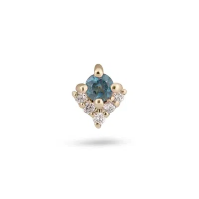 Zohreh V. Jewellery Women's Gold / Blue London Blue Topaz & Diamond Arrow Flat Back 9k Gold In Multi
