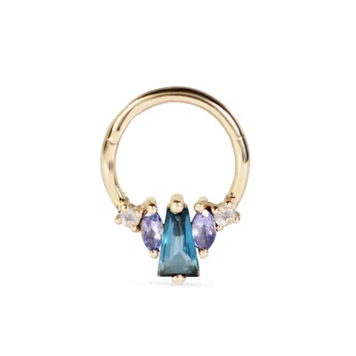 Zohreh V. Jewellery Women's Gold / Blue London Blue Topaz, Tanzanite & Moonstone Daith Hoop 9k Gold In Multi