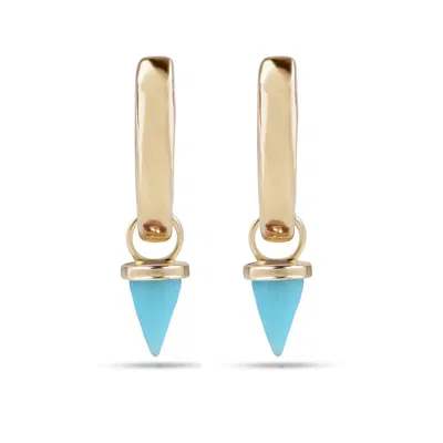 Zohreh V. Jewellery Women's Gold / Blue Mini Turquoise Spike Hoop Earrings 9k Gold In Multi