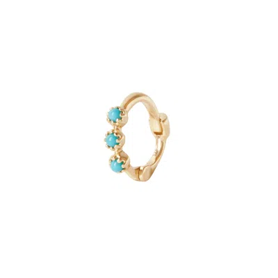 Zohreh V. Jewellery Women's Gold / Blue Mini Turquoise Trilogy Huggie Hoop Earring 9k Gold In Multi