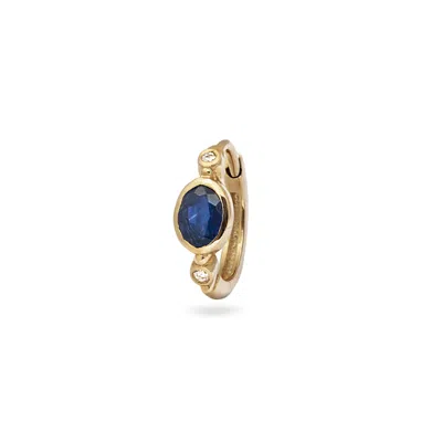 Zohreh V. Jewellery Women's Gold / Blue Sapphire Huggie Hoop Earring 9k Gold In Multi