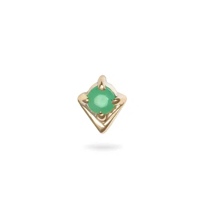 Zohreh V. Jewellery Women's Gold / Green Emerald Arrow Flat Back Earring 9k Gold In Multi