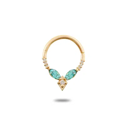 Zohreh V. Jewellery Women's Gold / Green Green Tourmaline & Diamond Daith Hoop 9k Gold In Multi