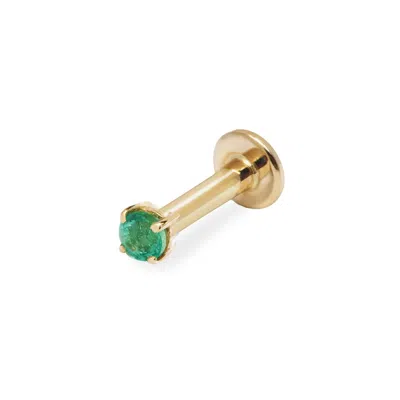 Zohreh V. Jewellery Women's Gold / Green Mini Emerald Solitaire Flat Back Earring 14k Gold In Multi